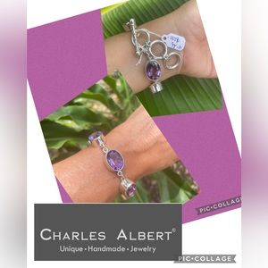Charles Albert Amethyst 925 sterling silver link bracelet